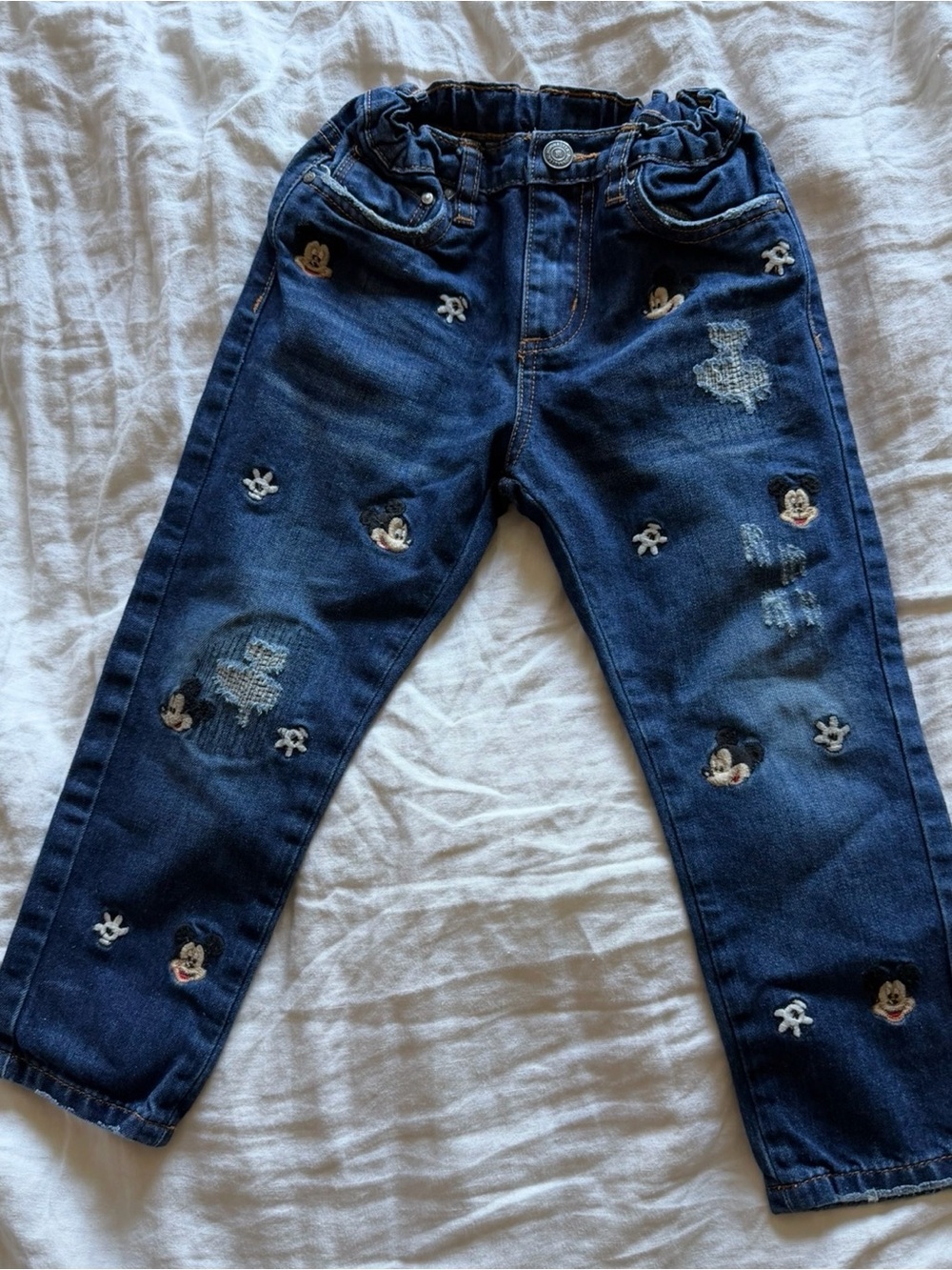 MonnaLisa Dark Blue Denim Jeans with Mickey Embroidery /size 4